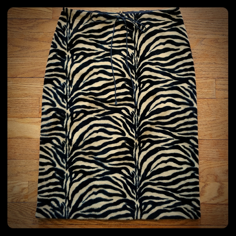 Vintage Betsey Johnson New York fuzzy Zebra print Skirt size SP sexy punk rock